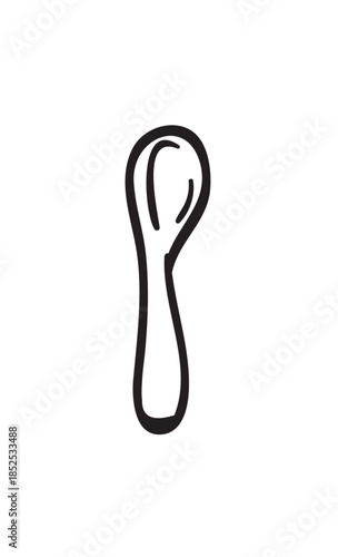 Simple black outline drawing of a small spoon
