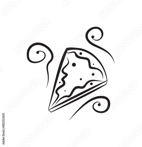 Stylized graphic abstract drawing of an appetizing slice of cake