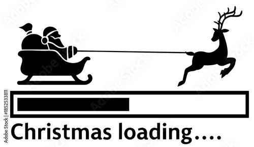 Santa Pulled Sleigh by Reindeer Christmas Loading Progress Bar