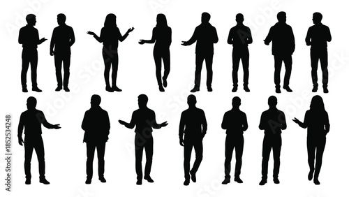 A collection of diverse human figures displayed as dark shapes a striking silhouette