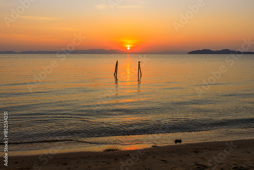 Sunset or sunrise on the sea , Twilight sky