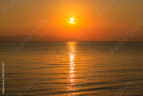 Sunset or sunrise on the sea , Twilight sky