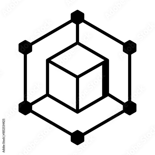 A linear style icon representing blockchain network