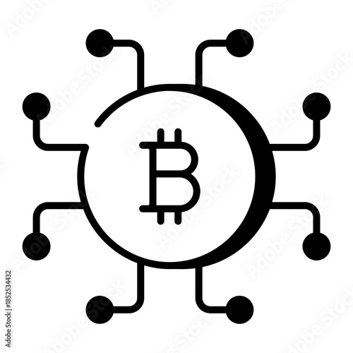 A linear style icon representing digital currency