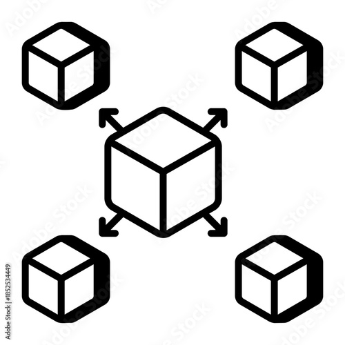 A linear style icon representing blockchain system