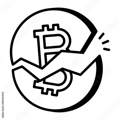 A line style icon showing bitcoin halving