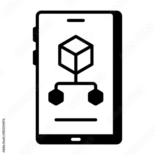 A linear style icon representing blockchain app