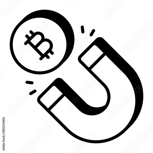 An outline style icon depicting bitcoin attraction