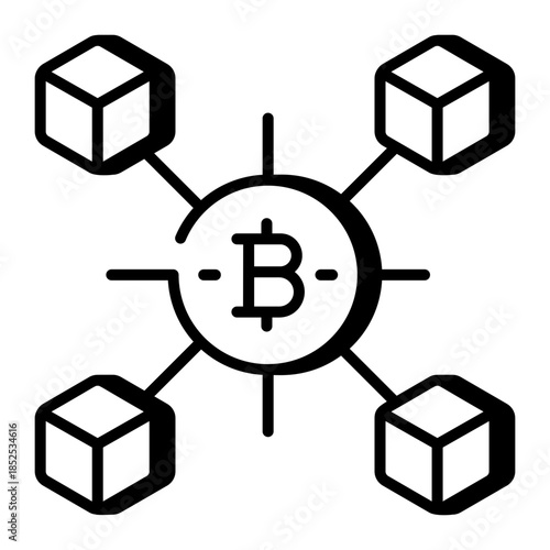 A line style icon showing bitcoin network
