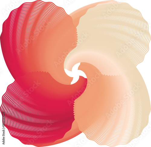 Abstract swirling patterns with gradient colors from red to yellow on a white background