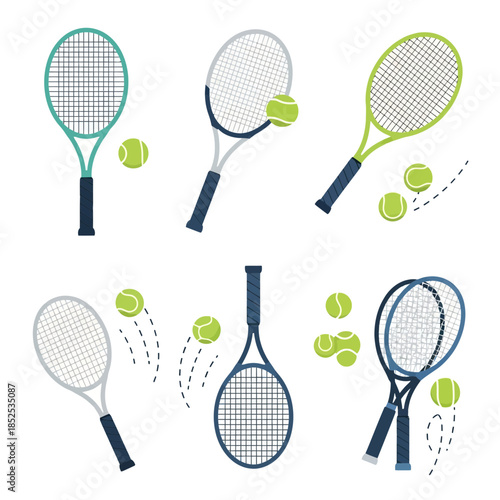 Tennis racket and ball isolated on white background vector illustration