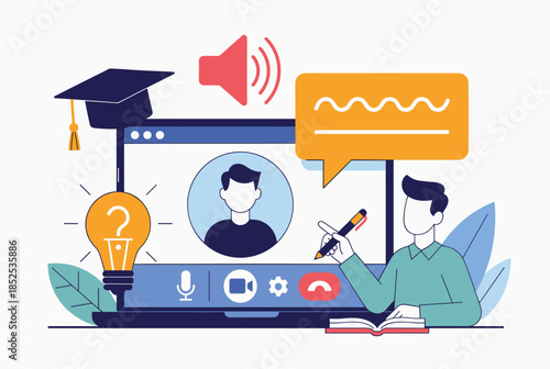 Online Education and Remote Learning Concept with Laptop Video Call