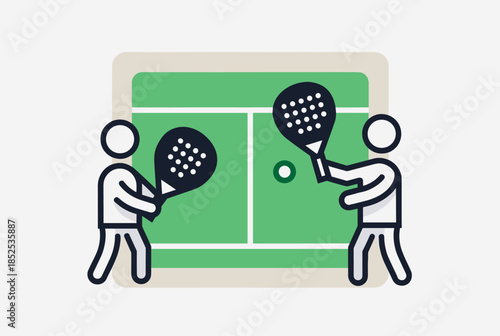 Minimalist Illustration of Two Players Enjoying a Game of Padel Tennis