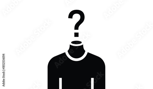 A simple black silhouette of a human head with a question mark replacing the brain symbolizing uncertainty and questioning high quality