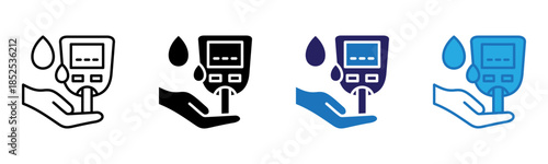 Glucose Meter Icon Multi Style Vector Illustration