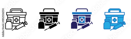 First Aid Kit Icon Multi Style Vector Illustration