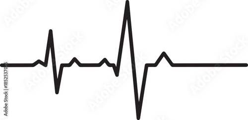 Continuous Heartbeat line silhouette vector black on a white background
