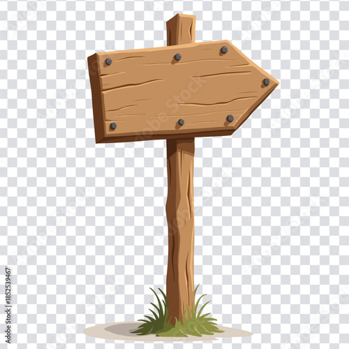Wooden Arrow Signpost Icon on Grass Patch