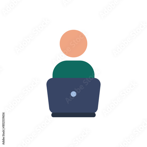 Laptop learning flat icon for online education and remote study concepts. Clean vector design for e-learning platforms, education apps, UI, websites, dashboards and digital learning projects.
