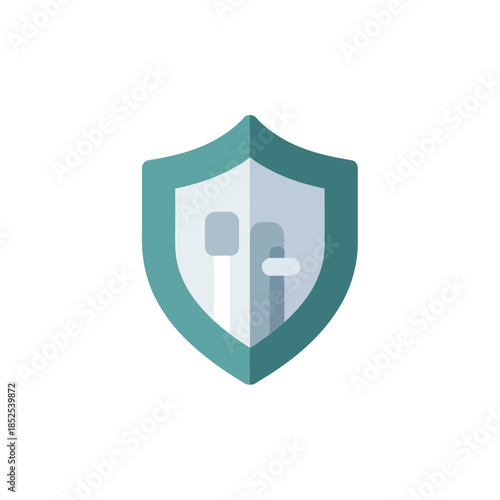 Modern graphic icon depicting a protective shield safeguarding a house, symbolizing home safety, property insurance, and secure living solutions