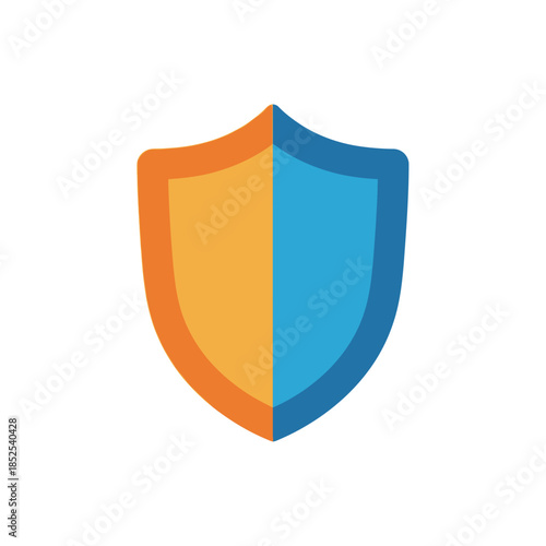 Colorful Two-Tone Shield Icon Representing Digital Security, Data Protection, and Online Safety. A Modern Graphic Symbol for Defense and Privacy in the Digital Realm