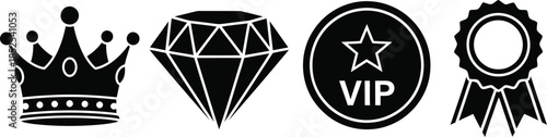 Vip status symbols silhouette isolated on transparent background