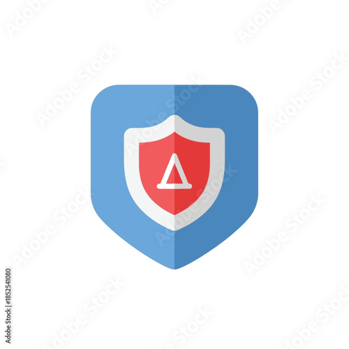 Abstract shield emblem icon with a prominent delta symbol, conveying strong digital protection, data integrity, and online security for modern technological applications and services