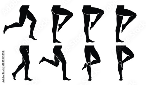 A visual representation showcasing the different stages of a running stride depicting leg movement and positioning throughout the cycle high quality