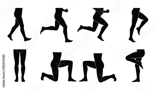A graphic depiction of human figures in various running poses showcases the dynamic movement and anatomy of locomotion high quality professional