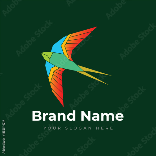 colorful Frigate bird logo for business line art