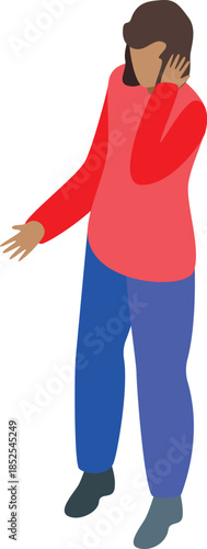 Young woman having a phone conversation, making hand gestures while communicating