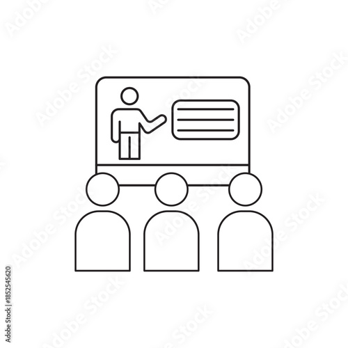 E-learning line icon for online education and digital learning concepts. Minimal outline vector design for e-learning platforms, education apps, UI, websites and modern learning projects.