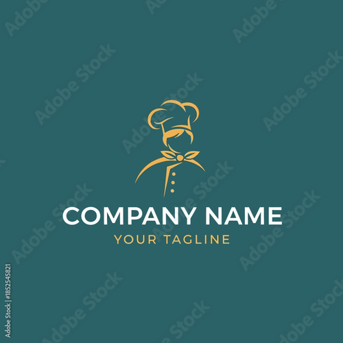 elegant culinary logo featuring chefs hat and utensils for restaurant branding.