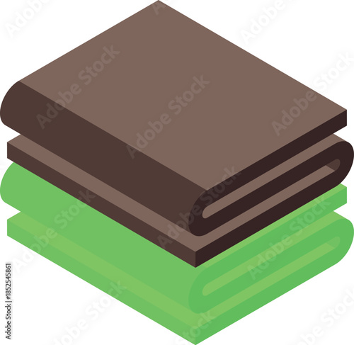 Brown and green folded fabrics stacked, showcasing textile industry expertise and quality materials