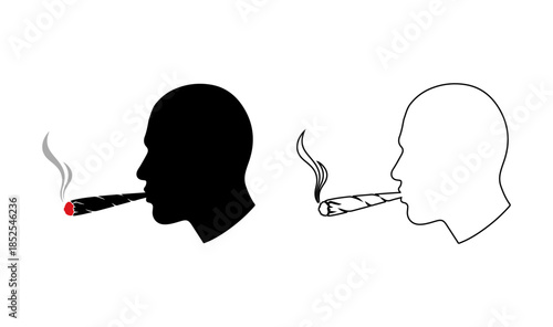 Smoking Head Profile Icon Symbol of Stress or Addiction
