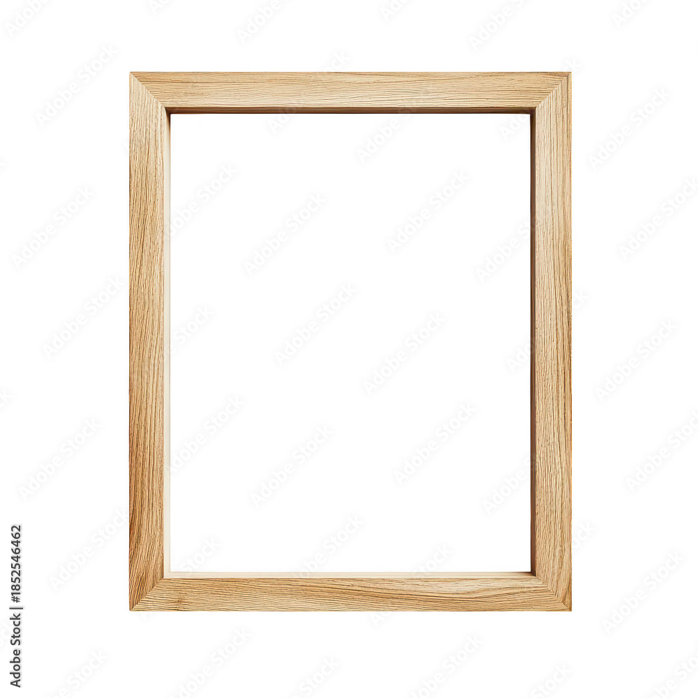 Obraz premium A simple wooden picture frame with a natural finish. resting against a white background. perfect for artwork or photographs in home decor or professional settings