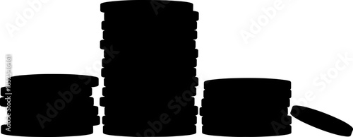 Silhouette of four cylindrical objects of different sizes on white background silhouette