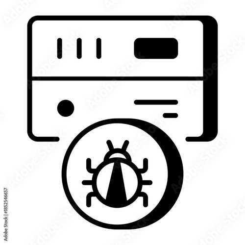 An outline style icon depicting data bug