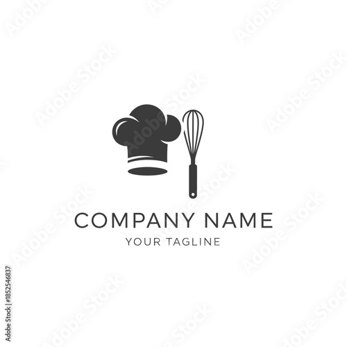 elegant culinary logo featuring chefs hat and utensils for restaurant branding.