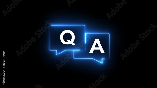 q and a question and answer animated session icon neon 4k screen Animated. Question and Answer the letters Q and A. Speech bubbles with Question and Answer icon isolated on black background. 4k video