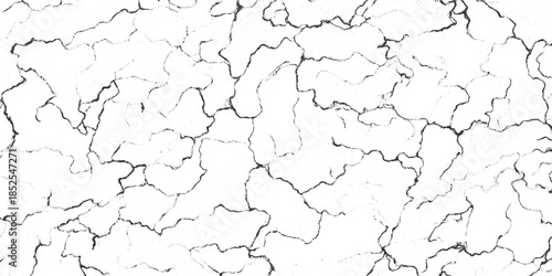 Black and white abstract cracked texture pattern with stippled lines background
