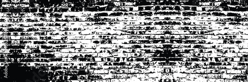 Black and White Distressed Brick Wall Texture - Gritty Urban Grunge Background