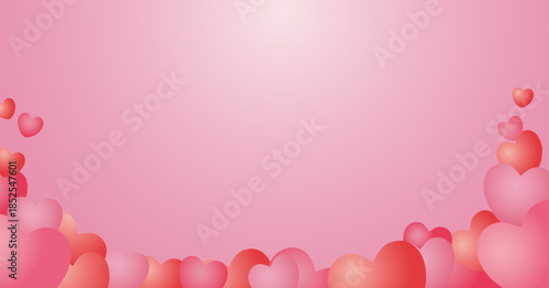 ハートをあしらったバレンタインデーの背景素材。/ Valentine's Day background material dotted with hearts.