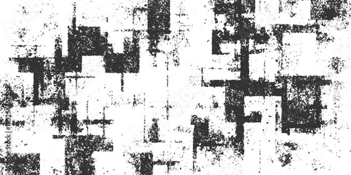 Black and white abstract geometric pattern with grunge texture background