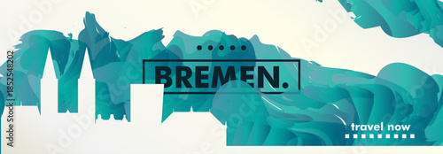 Bremen, Germany city banner with skyline, cityscape, landmarks. Horizontal travel vector illustration layout for website, page, presentation, header, footer