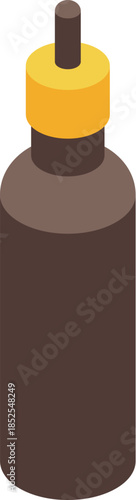 Isometric vape liquid containing medical cannabis with gold cap and dropper