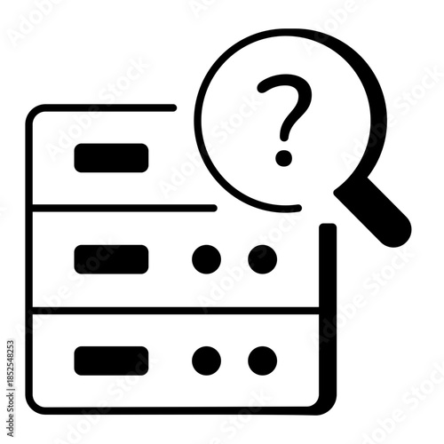 A linear style icon representing data query