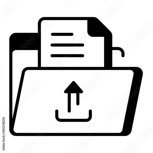 An outline style icon depicting data upload