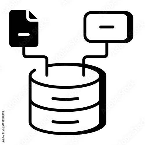 A line style icon showing data aggregation