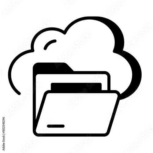 A linear style icon representing cloud storage